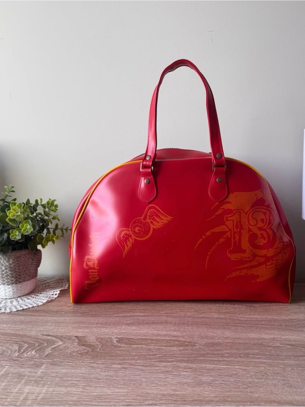 Scented Vintage Y2K Von Dutch Bowler Bag – Red&Yellow